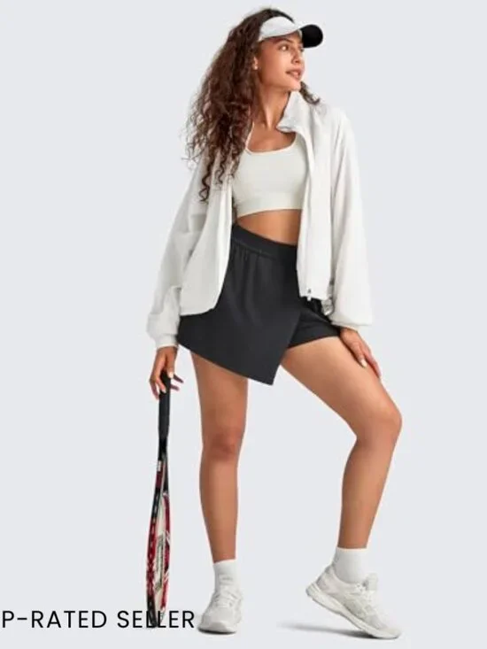 Wide Leg Skort with Cargo Pockets Active Tennis Hiking Casual Travel Wrap Front - Picture 7 of 7